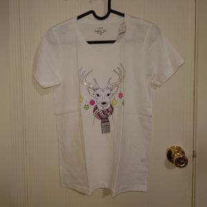 J. Crew factory holiday t-shirt with print, size XS, NWT